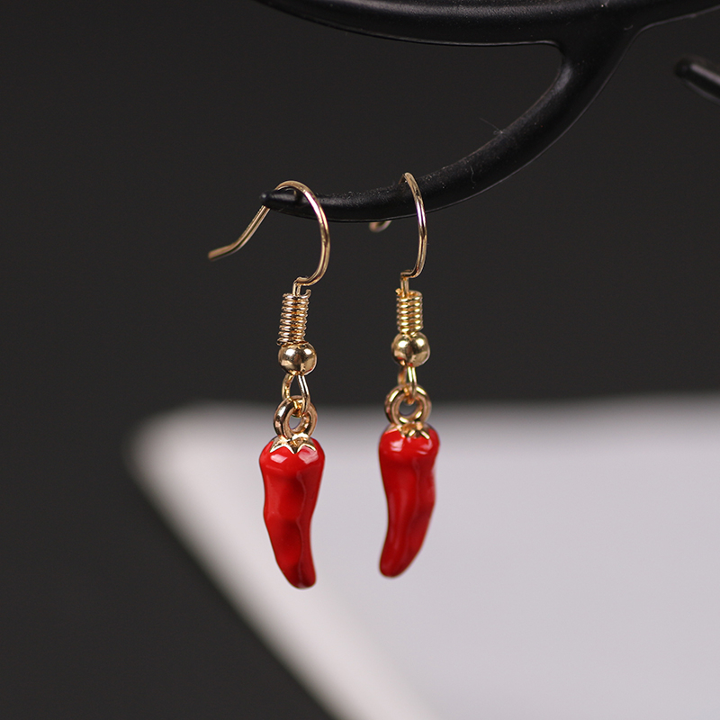 Ethnic Fashion Sale - Śliczne czerwone pieprzowe kolczyki Pendientes kobiece