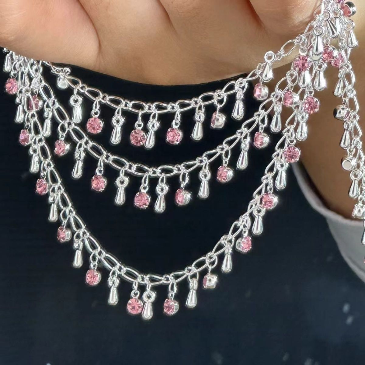 Ethnic Fashion Accessories - Wykwintny naszyjnik z kryształkami w kształcie