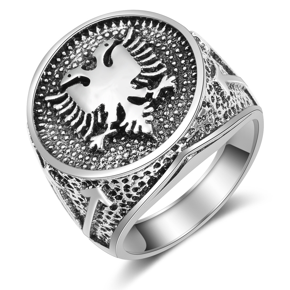Ethnic Fashion Logo - WANGAIYAO Flaga Albanii Logo Dwugłowy pierścionek