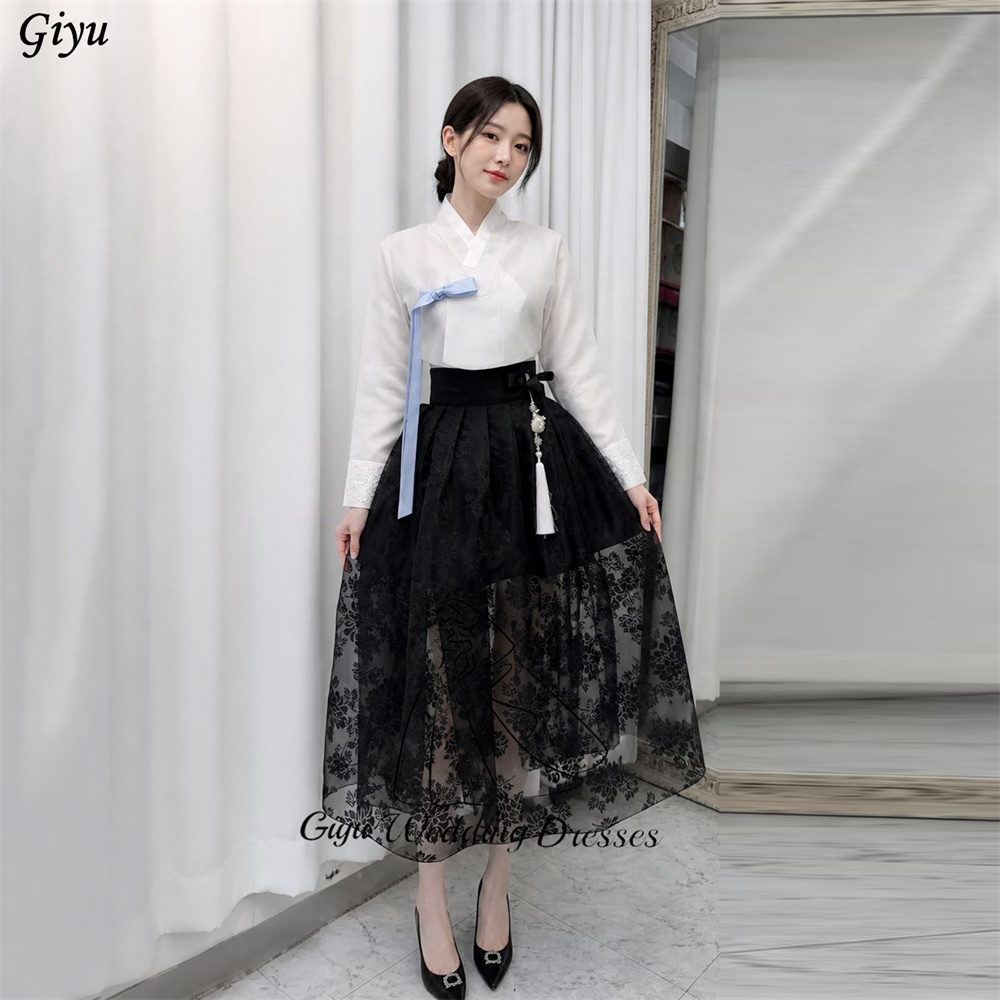 Hanbok Modern Set - Giyu Personalizowany Czarny Kontrastowy Zestaw Hanbok