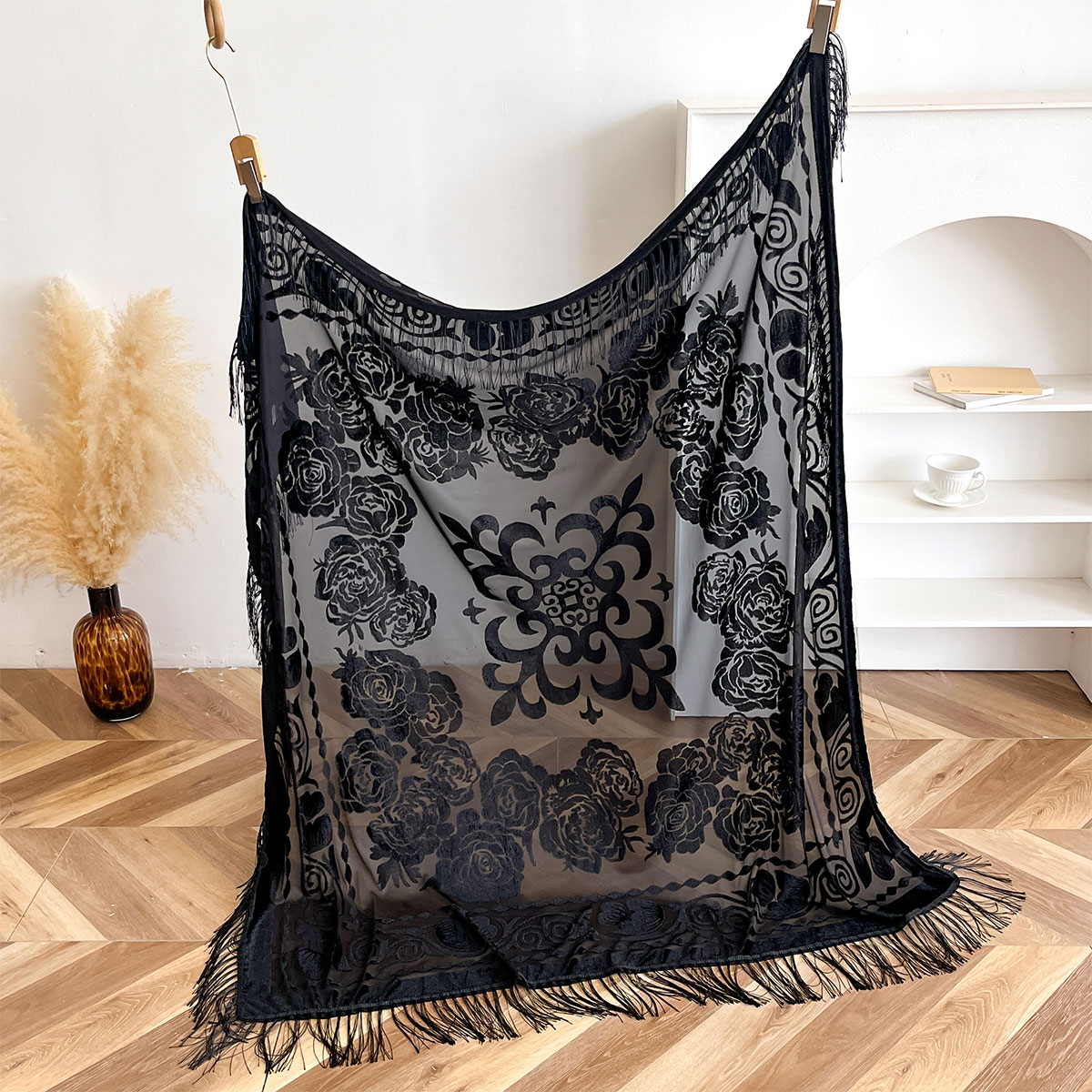 Retro aksamitna chusta z frędz – Ethnic Fashion Accessories recenzja i cena