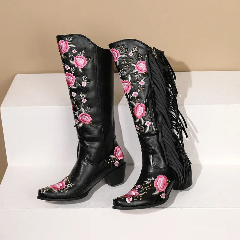 Moda Haft Kwiat Zachodnie buty – The Ethnic Fashion recenzja i cena